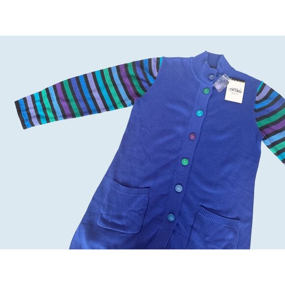 BOB MACKIE Wearable Art Striped Sleeve Tunic Sweater Sz M NWT - Picture 5 of 8